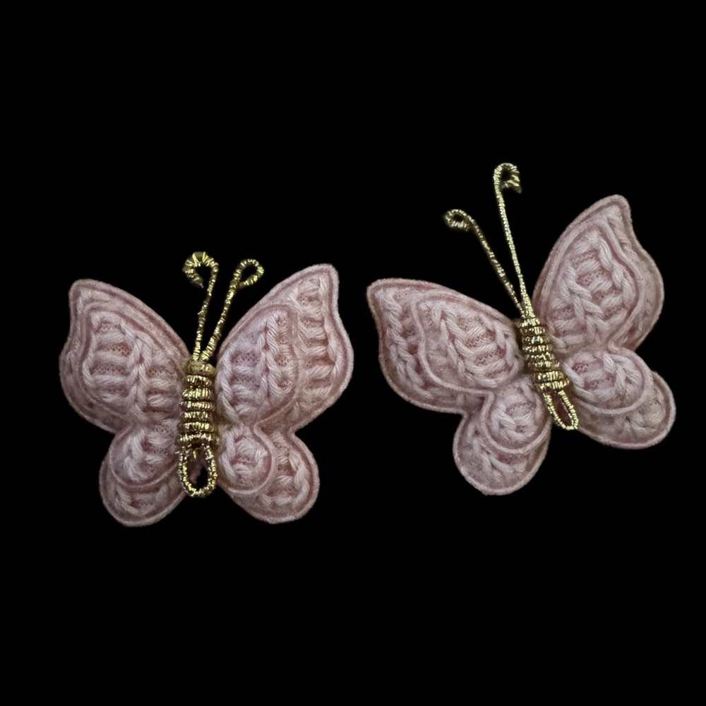 Pink Butterfly hair clips crochet, BoHO